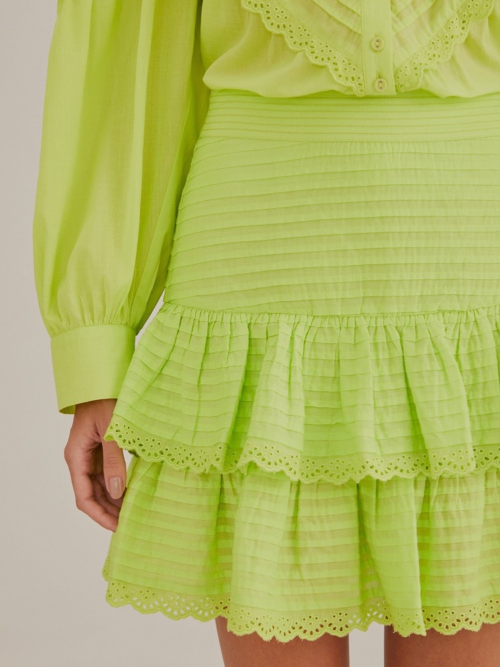 Farm Rio Pintucked Cotton Ruffle Skirt - size medium